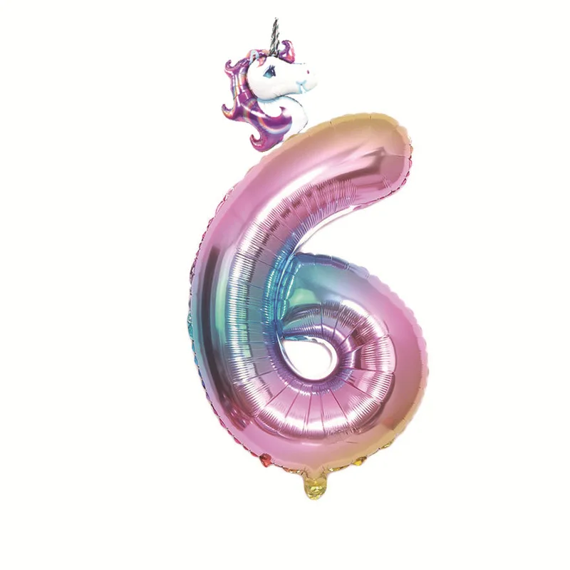 unicorn ballon pink6 2 шт. Радуга Единорог вечерние 32 дюймов воздушные шары из фольги в виде цифр детская День рождения украшения гелиевых шара с цифрой Baby Shower деко - Цвет: unicorn ballon pink6