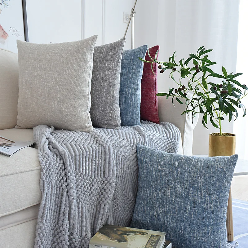 

2pcs/set Cotton Hemp Pillowcase Sofa Pillow Cushion Living Room Modern Simple Office Chair Back Cushion Waist Pillows Home Decor