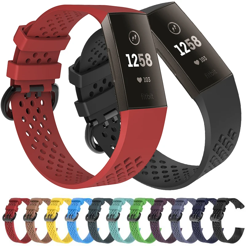 

Breathable watch band for Fitbit charge 3 4 Silicone Strap monochrome bracelet replacement for fitbit charge 3 4 wristband