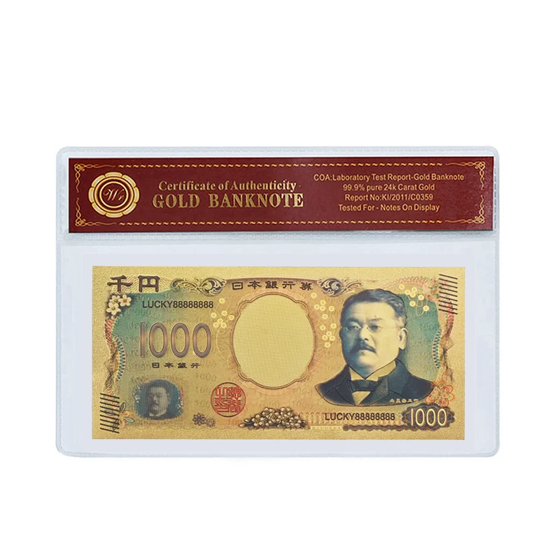 1000 with frame 5 шт./партия, японская поддельная бумажная бумага для денег, золотые банкноты с рамкой COA, японские банкноты для билета, Подарочный товар, Прямая поставка - Цвет: 1000 with frame