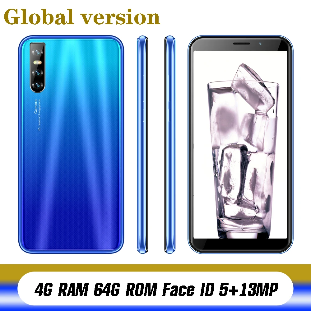 

Global mobile phones 9C face ID unlocked Quad core 4GB RAM 64GB ROM 5MP+13MP smartphones android cheap celulares 3G Wifi 6.0''