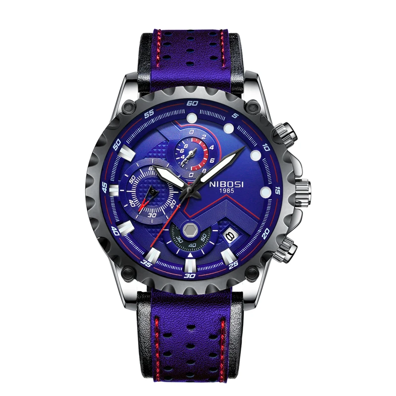 Мужские водонепроницаемые кварцевые часы с кожаным ремешком|Мужские спортивные