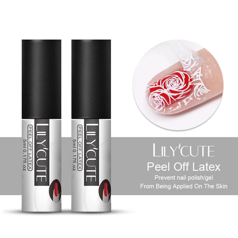 LILYCUTE 5 мл Лак для ногтей из латекса, удаляющая клейкую ленту, геллак, тиснение, эмаль, замачивание, защитный лак для ногтей, защита для кутикулы, инструмент для ухода за ногтями