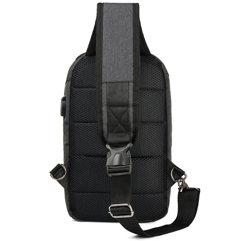 

Casual Men's Chest Bag Oxford Cloth Waterproof USB Crossbody Chest Bag Outdoor Travel Shoulder Bag