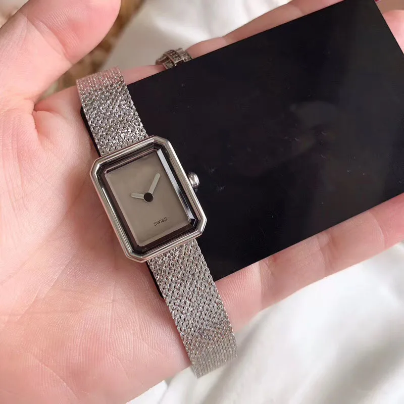 silver brown Женский браслет montre кварцевые наручные часы Femme белые/черные прямоугольные часы серебро/желтый/розовое золото цвет для женщин - Цвет: silver brown