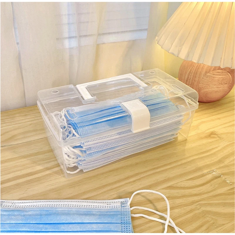 

Прозрачный контейнер для хранения маски, Простой японский контейнер для хранения, пыленепроницаемый многофункциональный портативный конт...