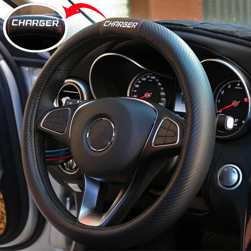 Для Dodge charger 38 см Автомобильный руль из углеродного волокна Кожаный чехол на