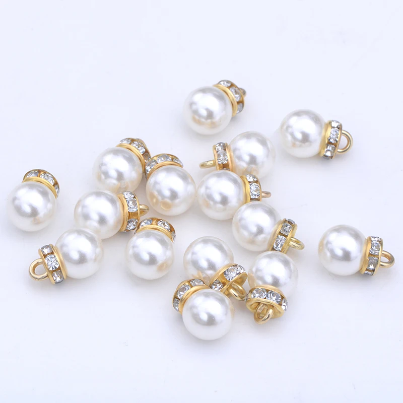 JUNAO 20pcs 8 10 12mm White Sewn Pearl Beads Charm Pendant Round Plastic Sewing for Clothes Jewelry Decorative |