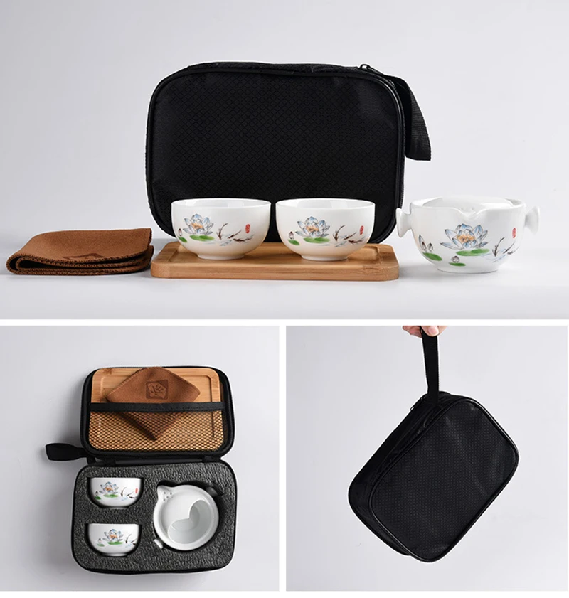 Керамические чайники gaiwan чайники Китайский чайный набор для путешествия с сумкой для путешествий