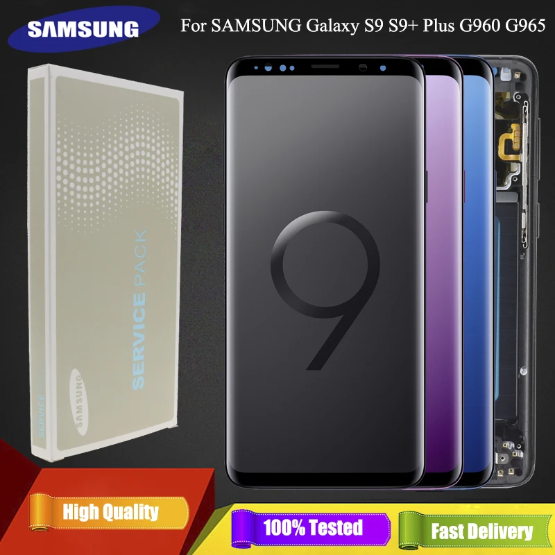 Дисплей с тенью для SAMSUNG Galaxy S9 S9+ Plus G960 G965 с кодирующий преобразователь сенсорного экрана в сборе с рамкой