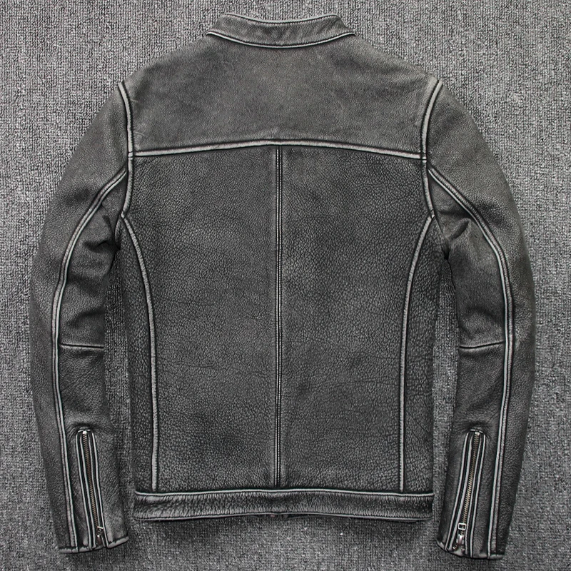 Мужская куртка из натуральной коровьей кожи короткая Весенняя ретро бычьей