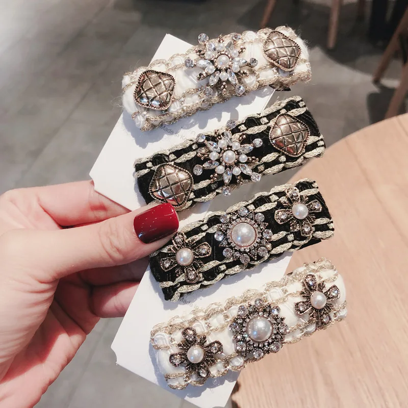 

Crystal Women BB clips Hairpins Hair clips Barrettes Korean Handmade Lace Flower Head wear Accessories