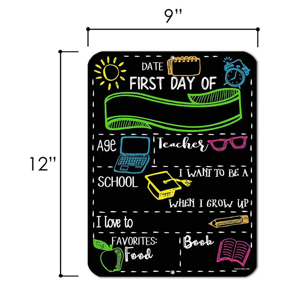 New Customizing metal sign poster First Day And Last of School 2pc Blackboard Style Props Signage interesting Decoration Q40 | Дом и сад