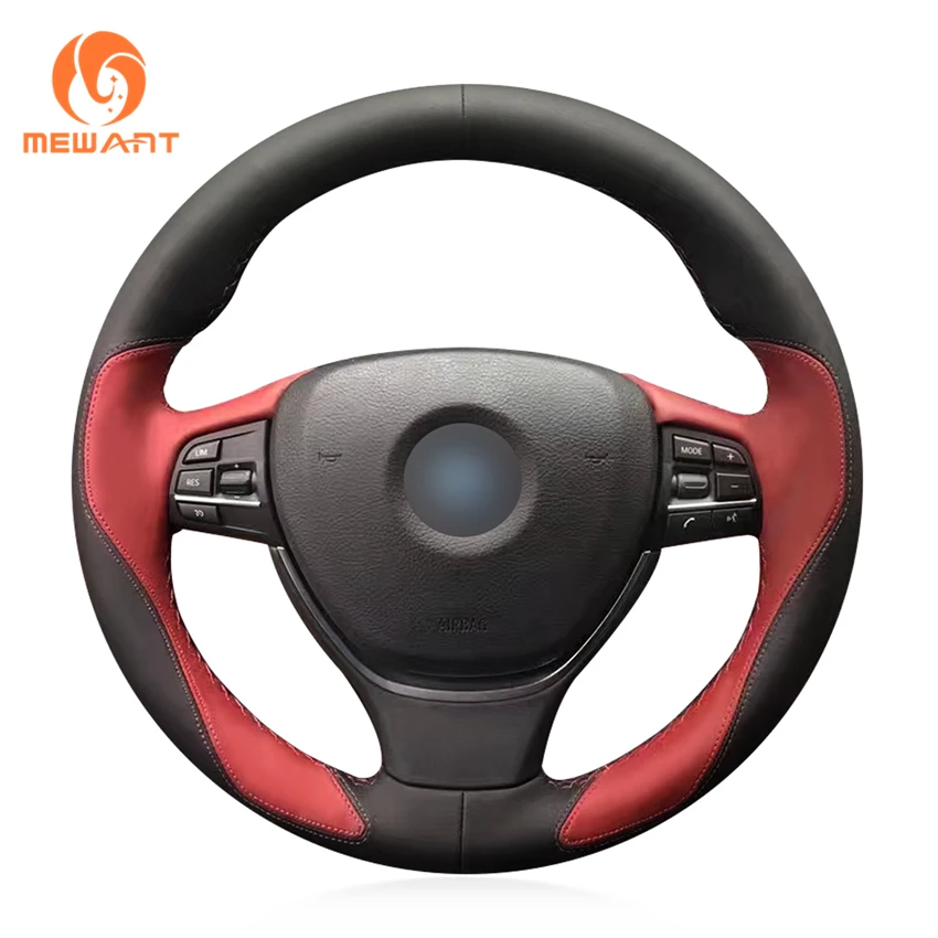 

Black Wine Red Leather Hand Sew Car Steering Wheel Cover for BMW F10 F11 (Touring) F07 (GT) F12 F13 F06 F01 F02