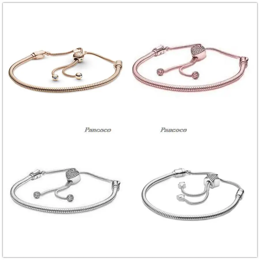 

Authentic 925 Sterling Silver Bracelet Moments Star Clasp Snake Chain Slider Bangle Fit Women Bead Charm Fashion Jewelry