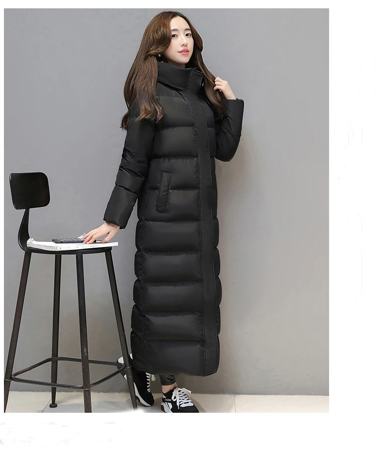 

fashion Women'S Long Down Jacket Red and Black