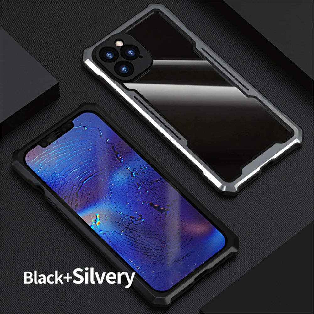 

Phone Case Shell for iphone12/Mini/iphone12 pro/ iphone12 pro max Protective Cover Metal Frame PC Transparent Backplane 3 in 1