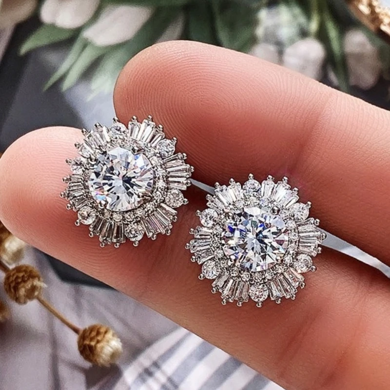 

CAOSHI Изящные серьги в форме цветка, женские свадебные аксессуары, полная яркость, ювелирные изделия, Элегантный женский нежный подарок