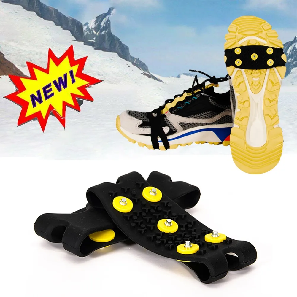 

5 Studs Anti-Skid Snow Ice Claw Climbing Shoe Spikes Grips Cleats Crampons Cover Winter Walk Ice Fishing Snow Shoes Ice Grips