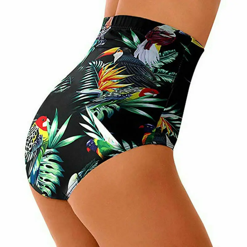Fashion Summer Women's High Waist Swimsuit Bikini Bottoms Tankini Bottom Swim Shorts Plus Size Floral Print | Тематическая