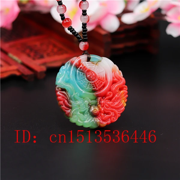 

Модный Цветной Нефритовый дракон, восемь триграмм, кулон, ожерелье, ювелирные изделия, китайский ручной резной Женский, мужской, удачный под...