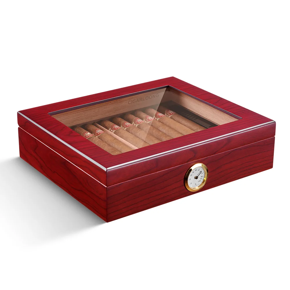 [Скидка ссылка] CIGARLOONG 2 части коробка для сигар Humidor подходит 30 гигрометров из