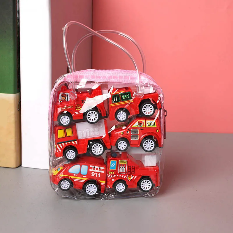 

6pcs Car Model Toy Pull Back Car Toys Mobile Vehicle Fire Truck Taxi Model Kid Mini Cars Boy Toys Gift