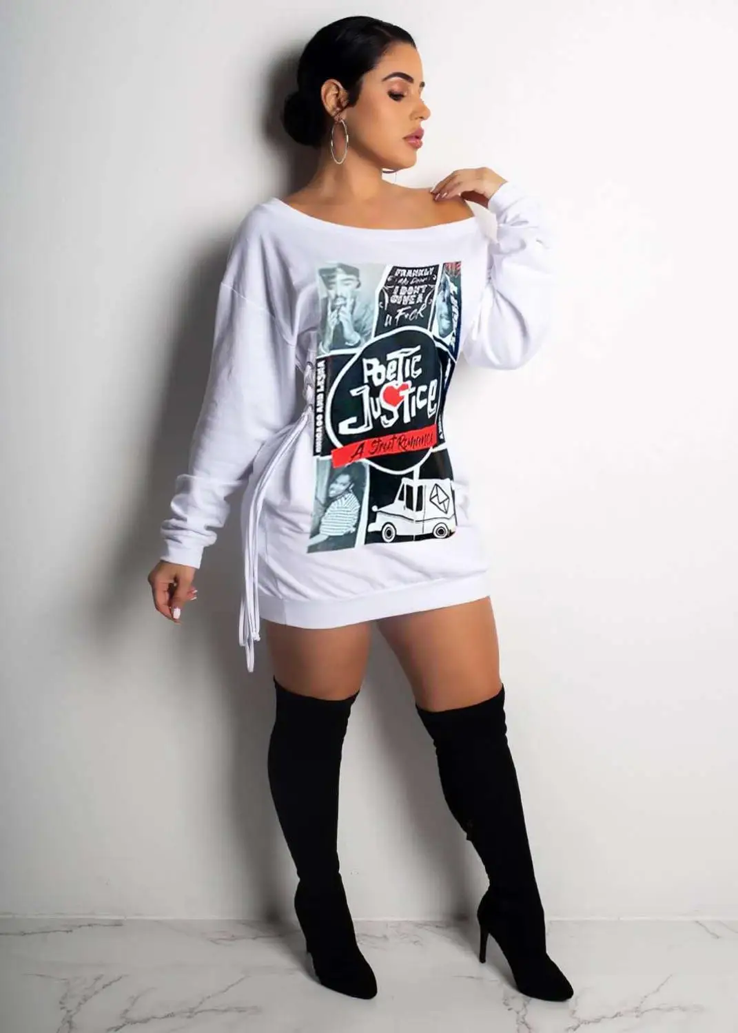 

Wholesale high street sexy fashion women mini dress colorful print o neck long sleeve sweatshirt top sexy dress