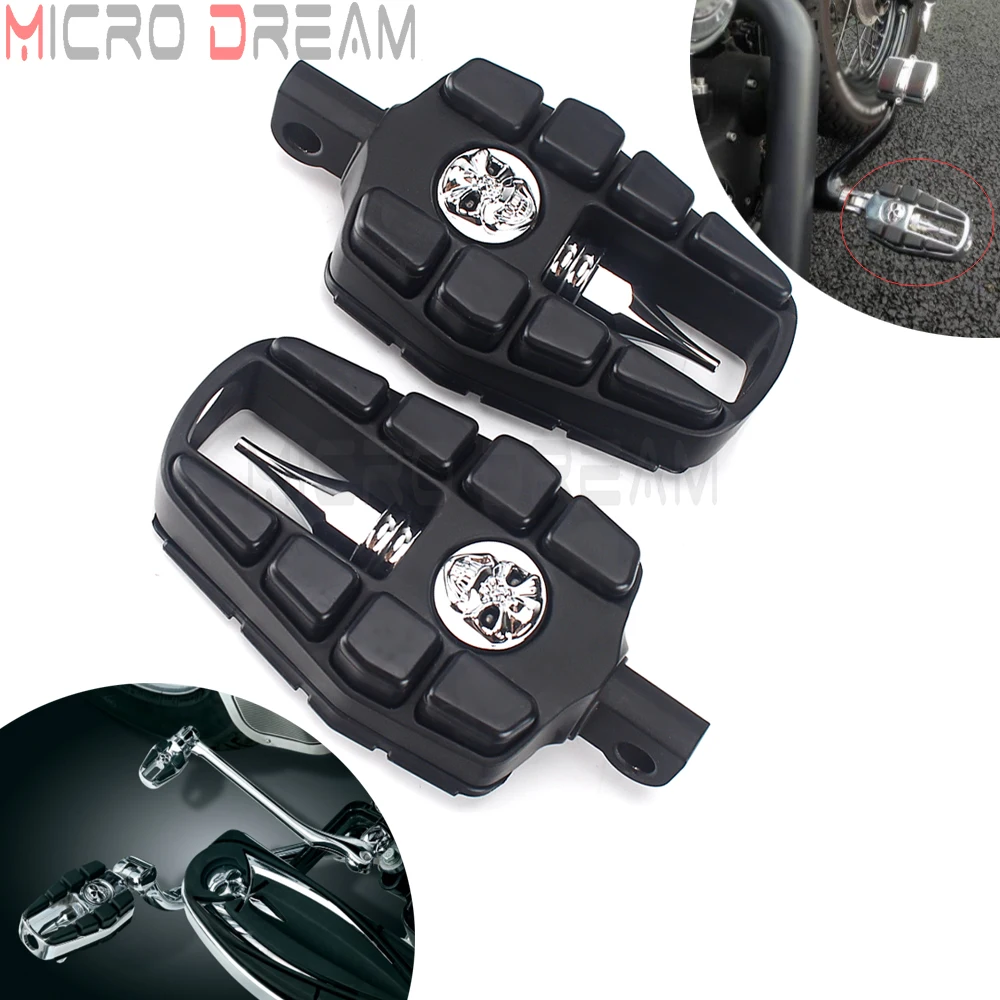 

Алюминиевая нескользящая резиновая подставка для ног, черный коврик для пассажирских ног с черепом, передняя педаль водителя, колышки зомб...