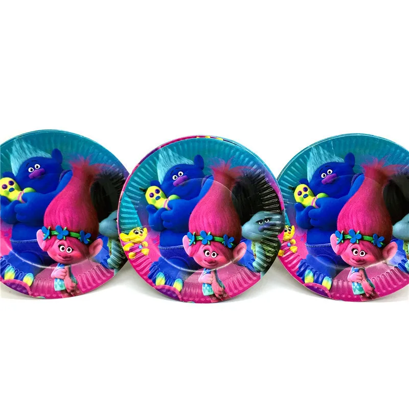 Magic Hair Trolls Birthday Party Supplplies Baby Shower Trolls Party Supplies Cup Plate Flag Hat Trolls Party Decorations images - 6