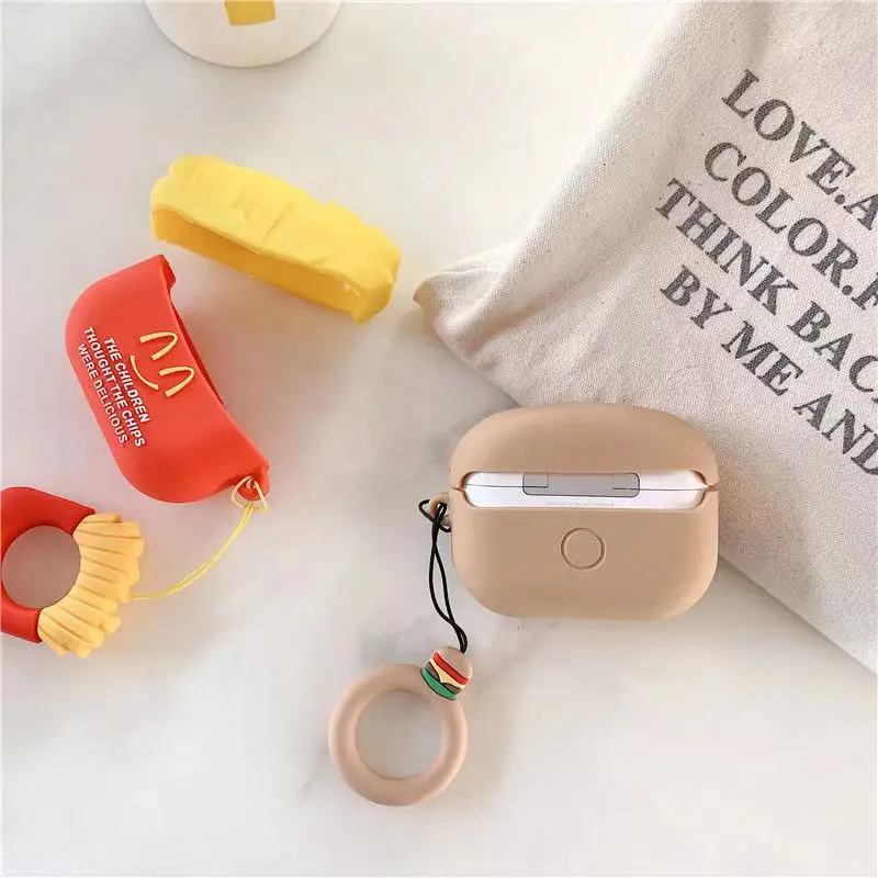 Милые еда картофель фри гамбургер наушники чехол для Apple Airpods Pro 2 Мягкая