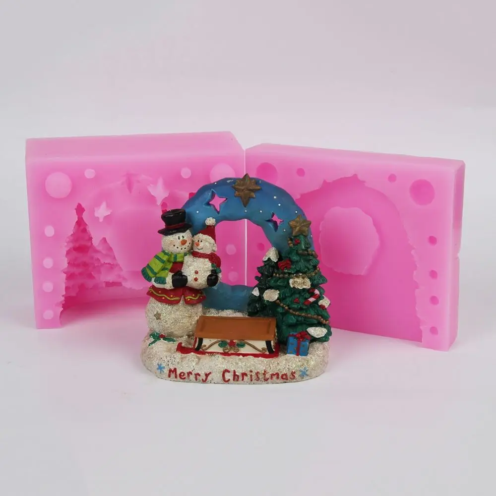 3D Рождественская елка силиконовая форма Снеговик украшения торта WC020|cake