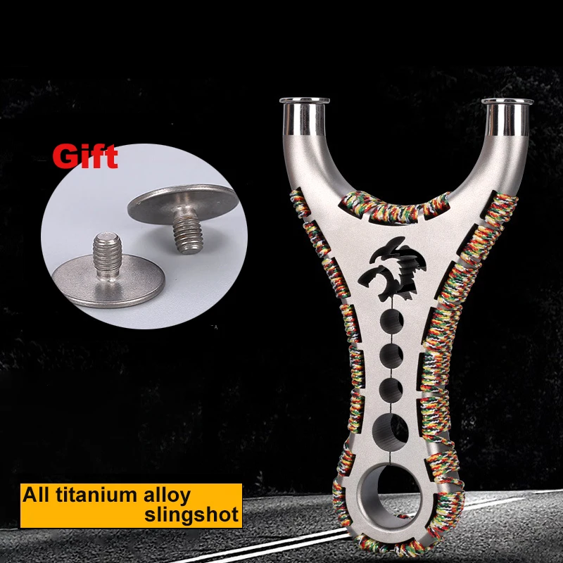 

Рогатка из титанового сплава TC21, съемная головка лука, резка с ЧПУ, Удобная и прочная высокоточная плоская резиновая лента, катапульта