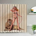 Картина маслом европейский стиль сексуальная женщина Лев экран для ванной комнаты занавеска для душа современный декор для ванны тканевые шторы водонепроницаемая ткань