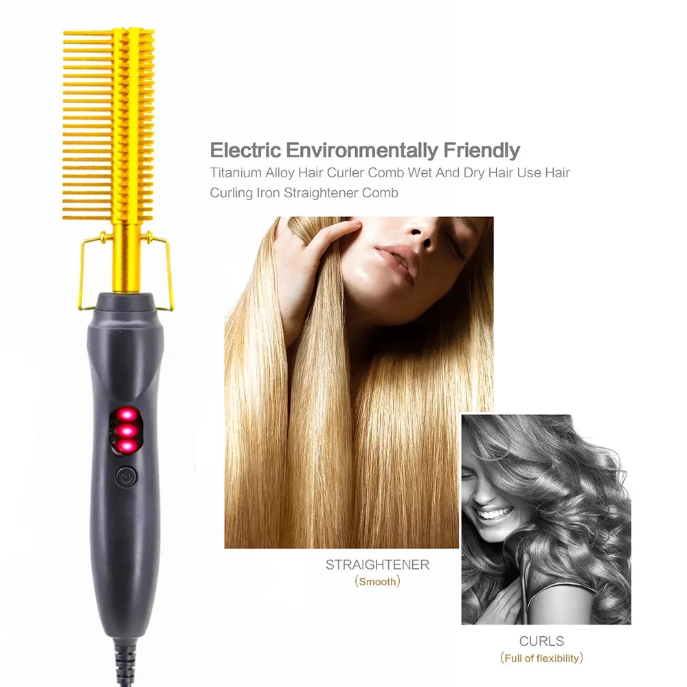 Hair Straightener Flat Irons Straightening Brush Hot Heating Comb Straight Styler Corrugation Curling Iron Curler | Красота и