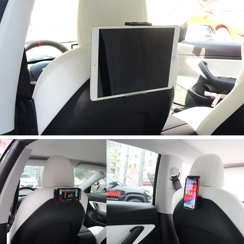 car back seat smart phone tablet holder bracket for ipad tesla model y 3 accessories flexible 360°rotatin rear support frame free global shipping