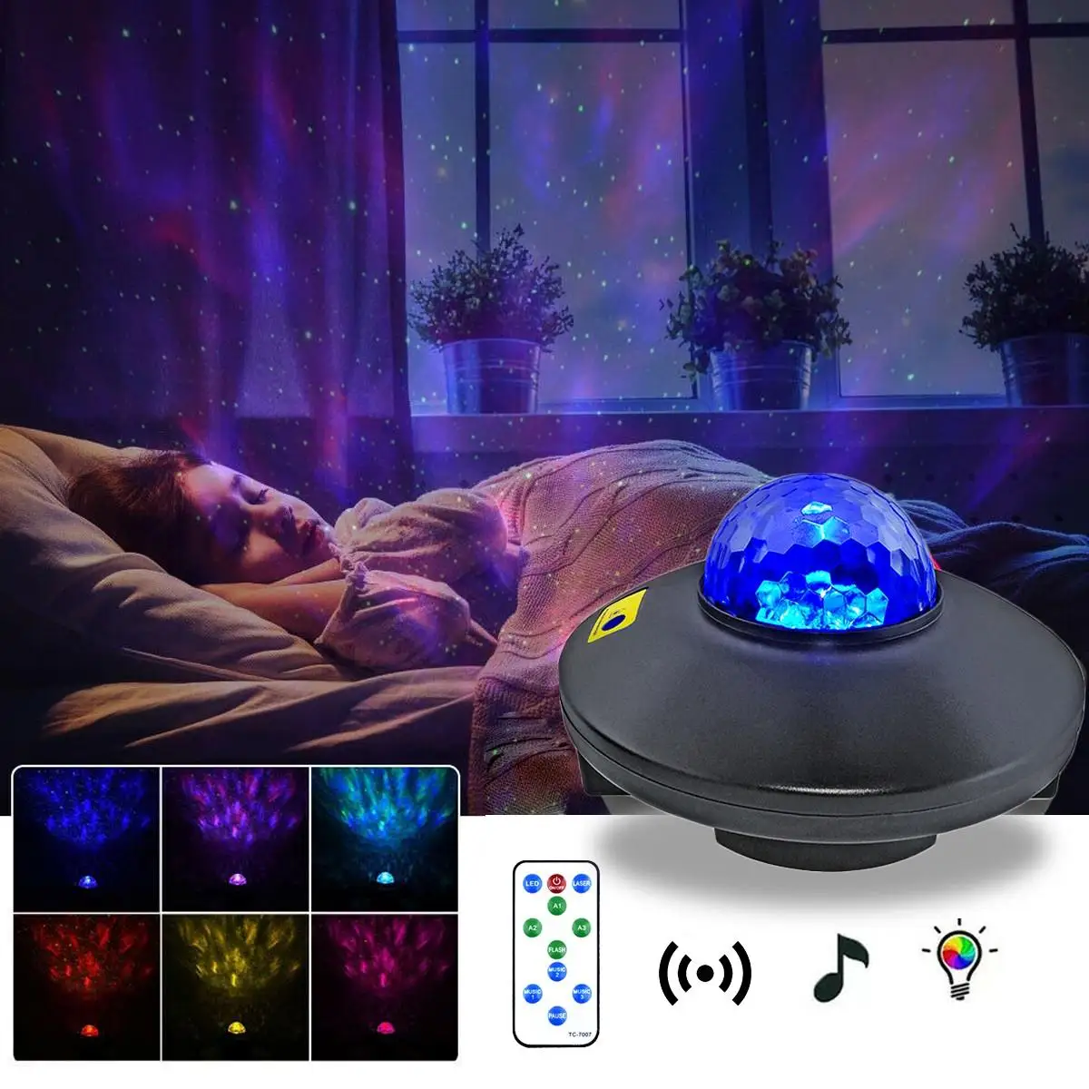 

USB LED Star Galaxy Projector Night Light bluetooth Music Starry Sky Ocean Water Wave LED Projector Light Room Decor