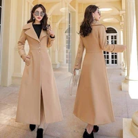 2021 new fashion autumn winter woolen coat female models slim temperament super long wool coat jacket women windbreaker cothes