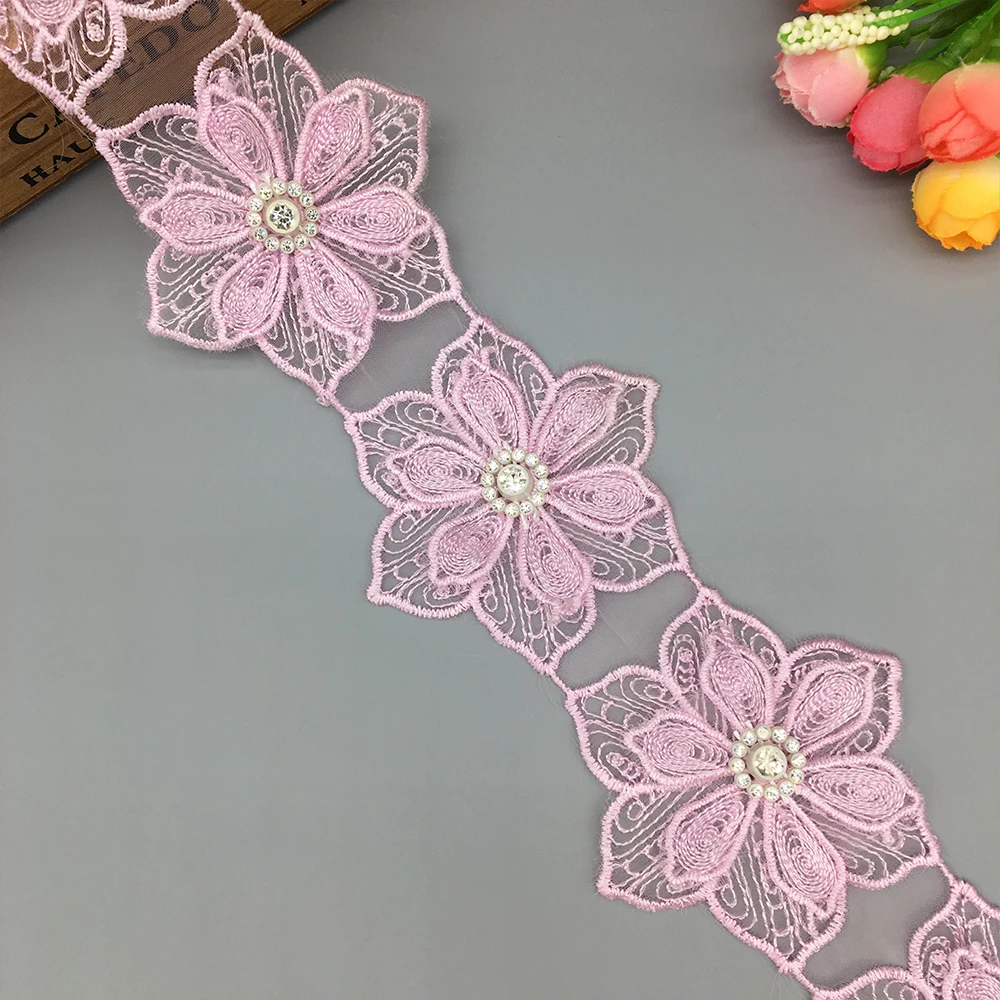 1 ярд, обшитые фиолетовыми жемчужными 7,5 см 3D цветок кружево из хлопка с вышивкой обрезанная Лента ткань ручной работы сделай сам свадебное платье материалы для шиться ремесло 1 ярд, обшитые фиолетовыми жемчужными 7,5 см 3D цветок кружево из хлопка с вышивкой обрезанная Лента ткань ручной работы сделай сам свадебное платье материалы для шиться ремесло