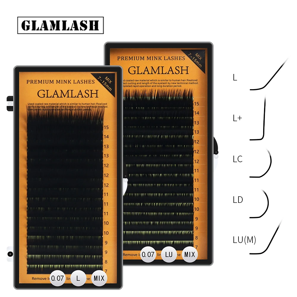

L/L+/LC/LD/LU/M Curl Mink Eyelashes Extension,16rows/tray Mix Matt Black Individual Eyelashes,N/l Curl Makeup false Lashes