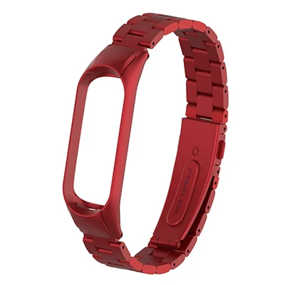 Red Ремешок из нержавеющей стали Mi Band 4, умный ремешок для часов для Xiaomi Mi Band 4, 3, Band 3, металлический браслет на запястье для Xiaomi Mi Band 2 Mi4 - Цвет: Red