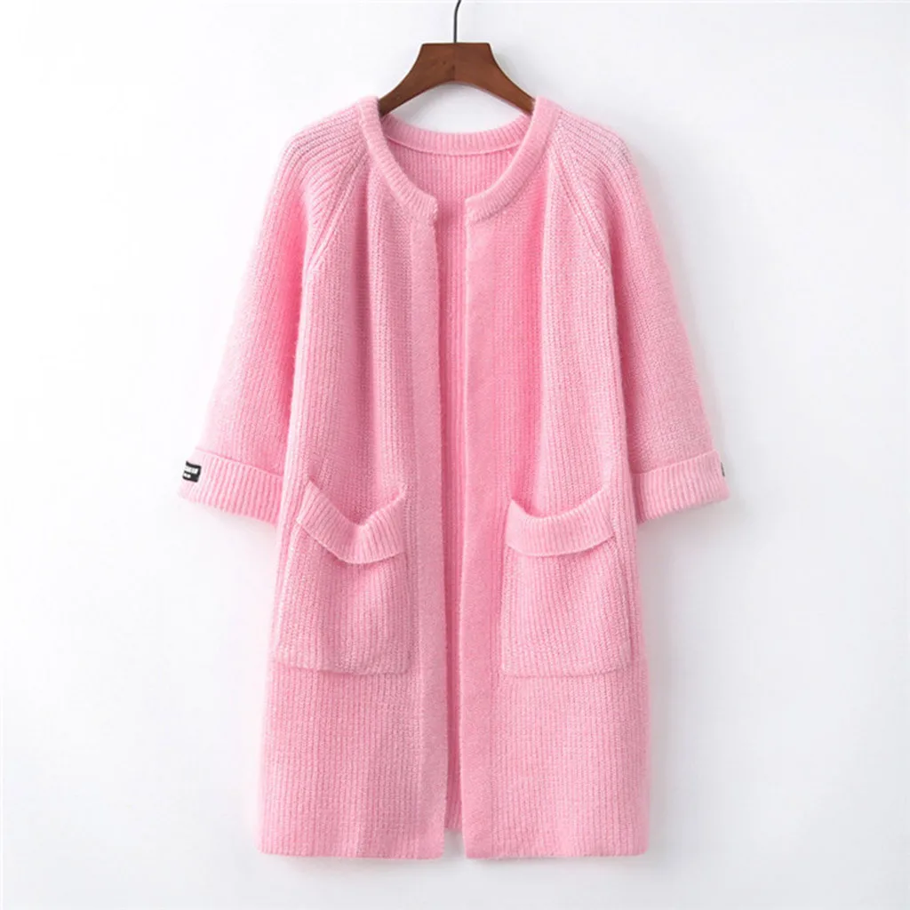 Sweater Women Tops Long Sleeve Casual solid autumn winter Pullover Loose Medium Length Knit Coat Female | Женская одежда