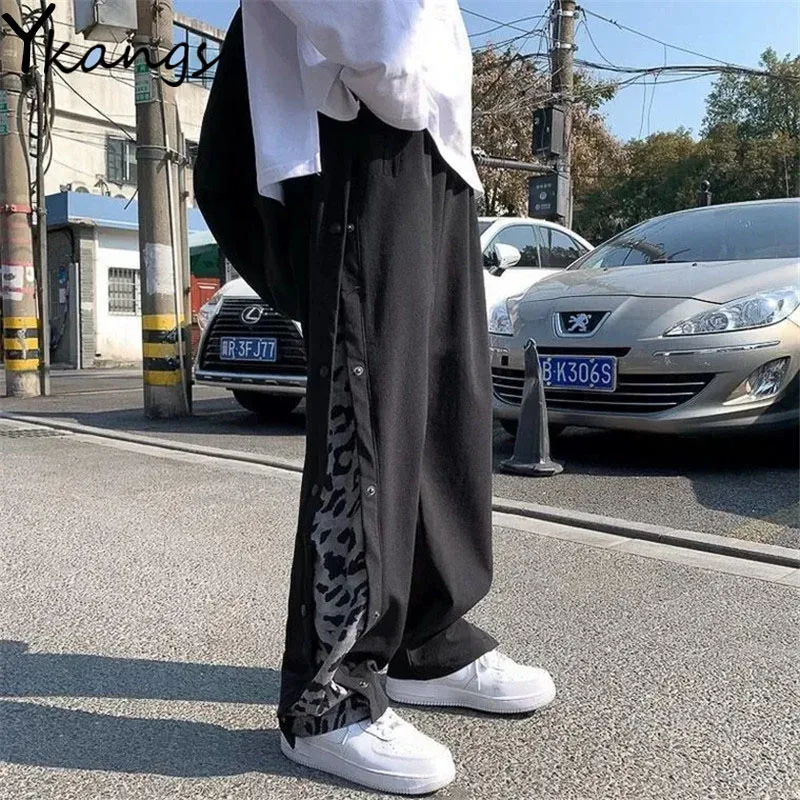 

Joggers Women Spliced Leopard Korean Pants Harajuku Streetwear Baggy Wide Leg Pants Vintage High Waist Gothic Cargo Pants Female