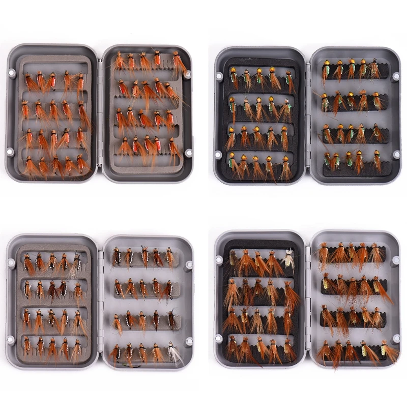 

24BD Fly Fishing Flies Kit with Box, Dry Wet Flies, Nymphs, Streamers for Bass Salmon Trout Fishing 40Pcs