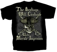 beatings will continue until morale improves pirate skull t shirt summer cotton short sleeve o neck mens t shirt new s 3xl