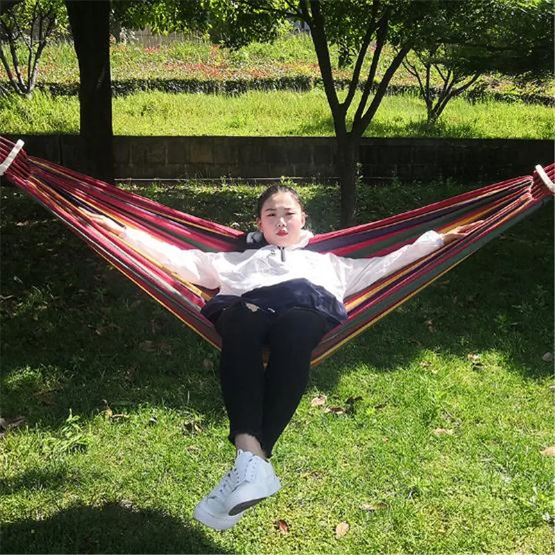 

Hot Sale Double Wide Thick Canvas Hammock Portable Hammock Outdoor outdoor camping Garden Swing Hanging Chair Hangmat Blue Red
