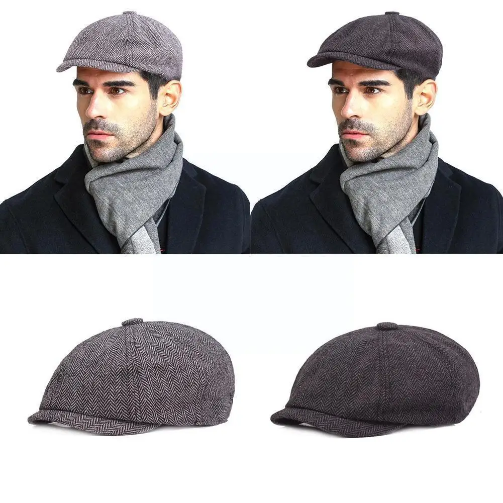 

Men Vintage Beret Tweed Peaky Blinders Hat Newsboy Peaked Sale Beret Spring Flat Hot Hat Hat Beret Hats Winter Painter J1r9