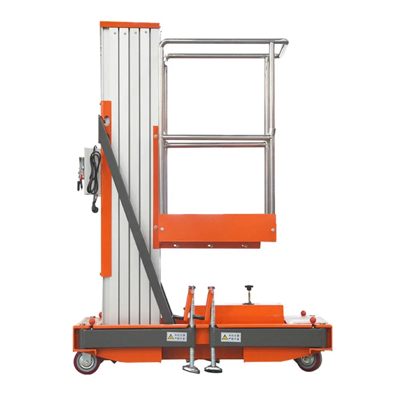

Qiyun 6m, 8m, 10m CE ISO UL approved Aluminum Alloy Single Mast Man-lift with 150 kg load capacity for cleaning and maintenance