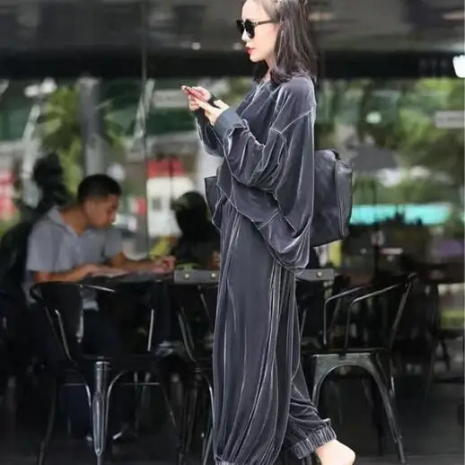 Комплект из 2 предметов бархатный женский Повседневный офисный сексуальный