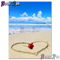 diamond painting 5d embroidery living room bedroom decorative picture full squareround rhinestone cross stitch beach love rose